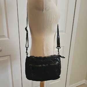 Langelkotti Buttery Soft Italian Leather Vintage Crossbody Bag Woven.